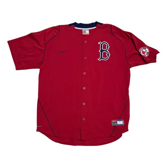 BOSTON RED SOX Vintage Y2K Red MLB Baseball NIKE Jersey Mens 2XL - Picture 1 of 5